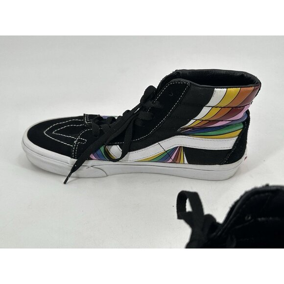 Vans Off the Wall Sk8-Hi Reissue Black Suede Rainbow Leather Sneakers M 8.5 W 10 - Picture 5 of 13